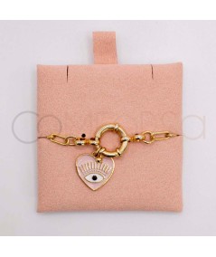 Estuche de terciopelo rosa para almacenamiento de joyas