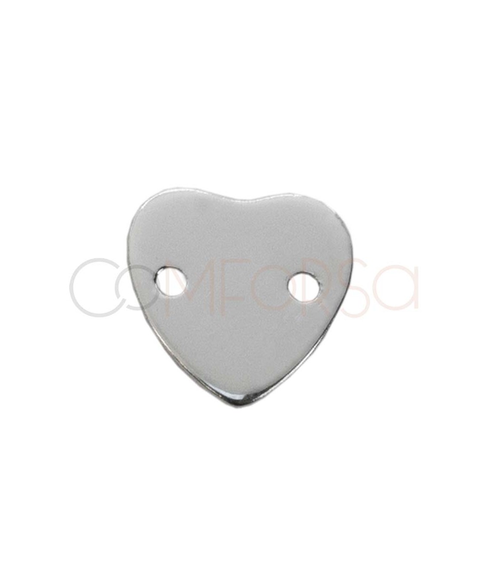 Entrepieza corazón con doble agujero 6mm Plata 925