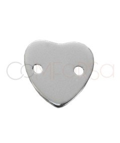 Conector corazón con doble agujero 8mm Plata 925