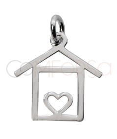 Dije casita calada con corazón 14 x 15mm Plata 925