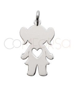 Dije niña corazón calado 12 x 20mm Plata 925