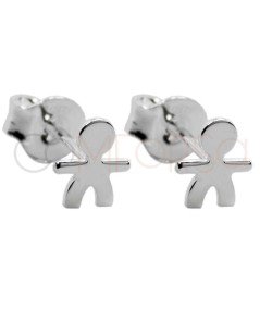 Aretes silueta niño 6 x 7mm Plata 925