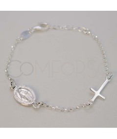 Sterling silver 925 Miraculous Virgin children's bracelet with cross