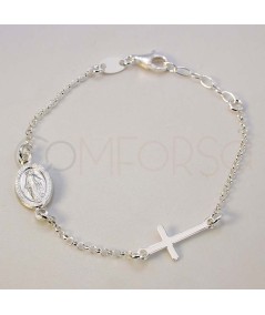 Sterling silver 925 Miraculous Virgin children's bracelet with cross
