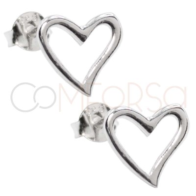 Arete corazón irregular 9 x 9.5mm Plata 925