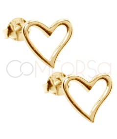 Pendiente corazón irregular 9 x 9.5mm Plata chapada en oro