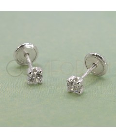 Sterling silver 925 zirconia baby earrings with 4 claws 3mm