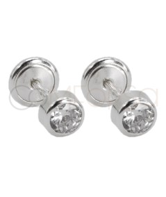 Sterling silver 925 baby chaton earring with zirconia 4mm