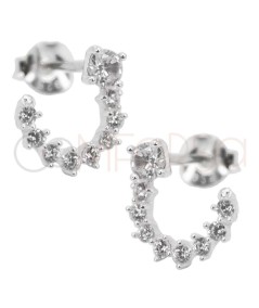 Sterling silver 925 circular earring with Crystal zirconia 10mm