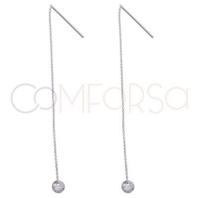 Pendiente cadena con circonita flotante 8cm Plata 925