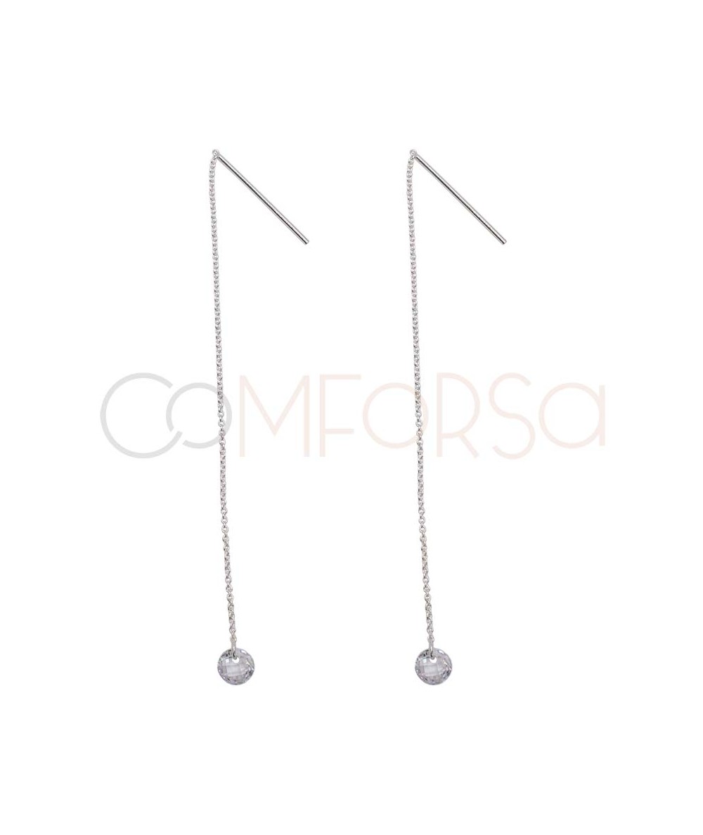 Pendiente cadena con circonita flotante 8cm Plata 925