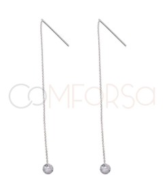 Arete cadena con circonia Crystal flotante 80mm Plata 925