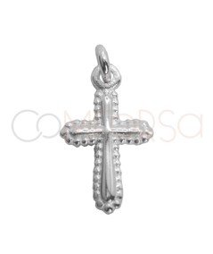 Sterling silver 925 cross pendant with bead details 7.7 x 12.5mm