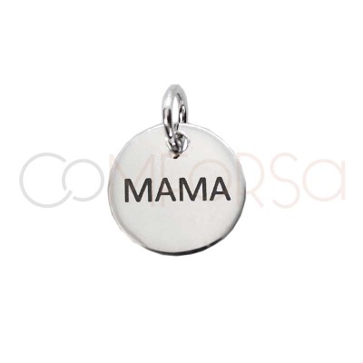 Grabación + Medalla "MAMA" mayúsculas con láser 10mm Plata 925