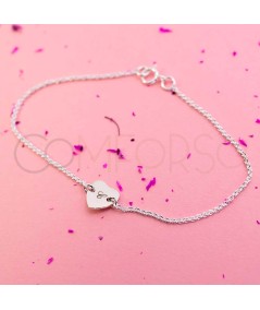 Pulsera con conector corazón con inicial grabada Plata 925