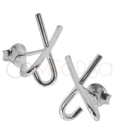 Aretes forma de "X" 13 x 17mm Plata 925