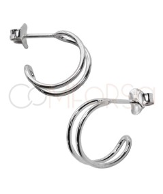 Aretes aro doble abierto 15mm Plata 925