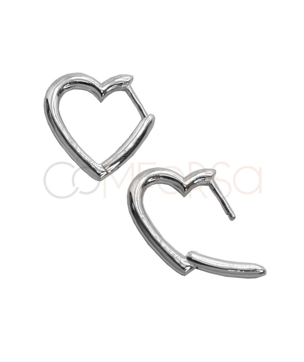 Pendiente aro en forma de corazón 13mm Plata 925