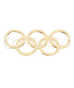 Gold-plated sterling silver 925 Olympic rings connector 22.6 x 10mm