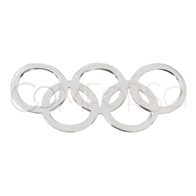 Gold-plated sterling silver 925 Olympic rings connector 22.6 x 10mm