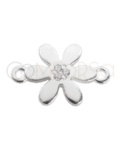 Sterling silver 925 flower with zirconia connector 9mm
