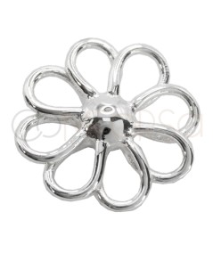 Sterling silver 925 round cut-out flower connector 20mm