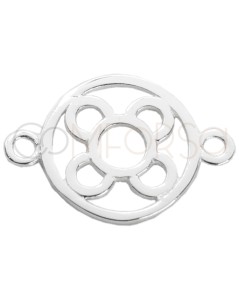 Sterling silver 925 round "Panot" flower tile connector 12mm