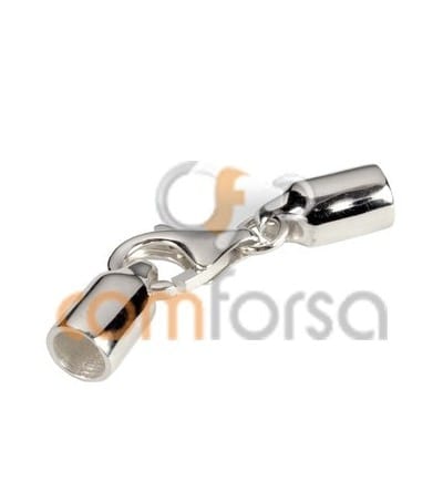 Cierre de mosquetón con terminal de tubo redondo 4mm (interior) plata 925