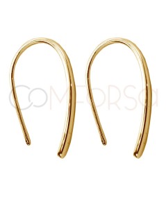 Aretes rígido gota abierto 10 x 20mm Plata bañada en oro