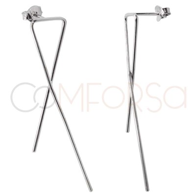 Aretes largo forma geométrica 10 x 50mm Plata bañada en oro