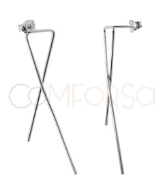 Aretes largo forma geométrica 10 x 50mm Plata bañada en oro