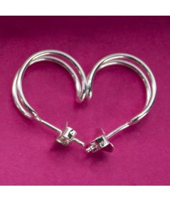 Sterling silver 925 double open hoop earrings 15mm