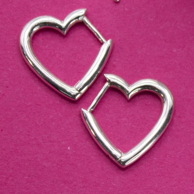 Aretes aro en forma de corazón 13mm Plata 925