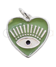 Dije corazón ojo mint 16 x 16mm Plata 925