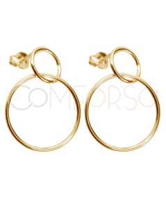 Aretes aro doble 10 x 20mm Plata bañada en oro