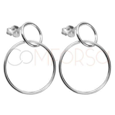 Gold-plated sterling silver 925 double hoop earring 10 x 20mm