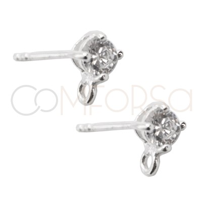 Sterling silver 925 cubic zirconia earring with jump ring 4mm