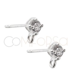 Pendiente circonita de 4mm con anilla plata 925