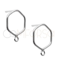 Aretes hexágono con anilla 12mm plata 925