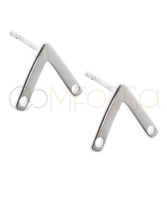 Aretes V con taladro 11.5 x 10mm plata 925