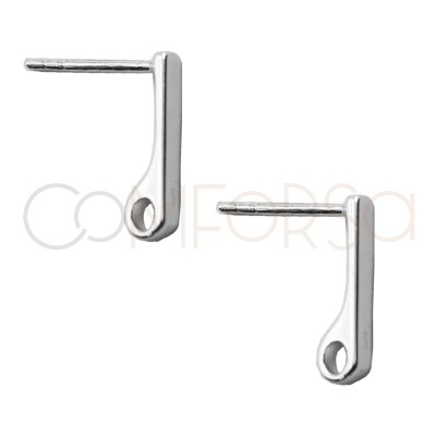 Aretes liso con anilla trasera 3 x 14mm Plata 925