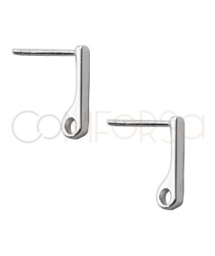 Aretes liso con anilla trasera 3 x 14mm Plata 925