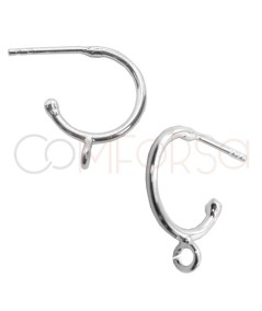 Aretes aro con anilla y bola final 12mm plata 925