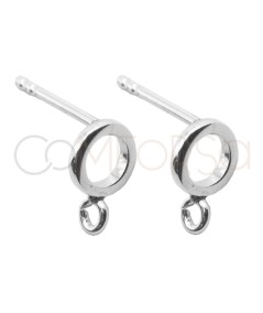 Sterling silver 925 circle stud earring with open jumpring 6mm