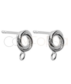 Aretes triple círculo con anilla abierta 8mm Plata 925