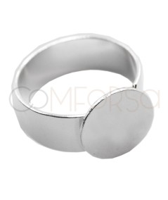 Sterling silver 925 adjustable ring with plate 11mm