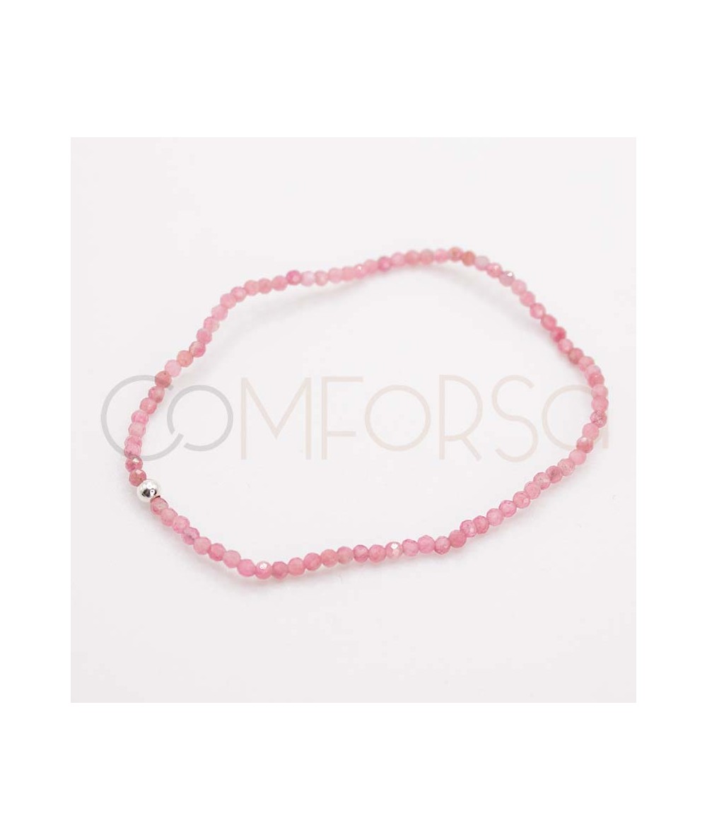 Pulsera elástica piedras Pink Tourmaline Plata 925