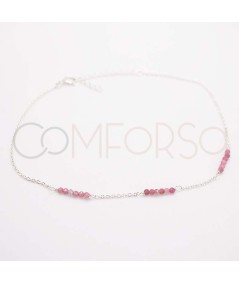 Sterling silver 925 anklet with intercalated Pink Tourmaline stones