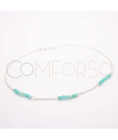 Sterling silver 925 anklet with intercalated Amazonite stones