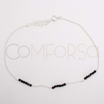 Sterling silver 925 anklet with intercalated Black Spinel stones